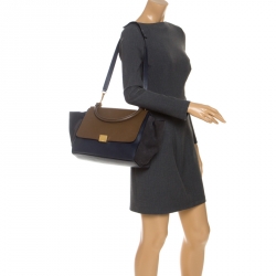 Pre Owned Celine Tricolor Leather and Suede Medium Trapeze Bag