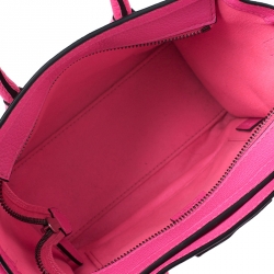 Pre Owned Celine Neon Pink Leather Nano Luggage Tote
