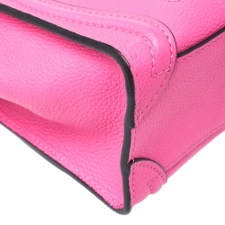 Pre Owned Celine Neon Pink Leather Nano Luggage Tote