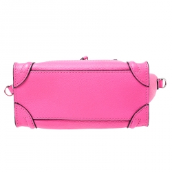 Pre Owned Celine Neon Pink Leather Nano Luggage Tote