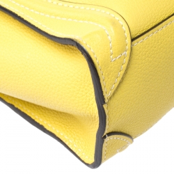 Pre Owned Celine Yellow Leather Nano Luggage Tote