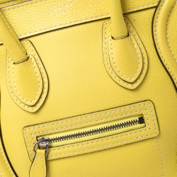 Pre Owned Celine Yellow Leather Nano Luggage Tote