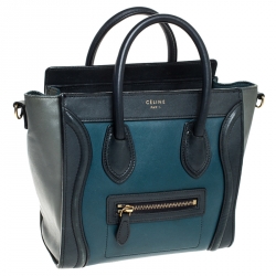 Pre Owned Celine Tri Color Leather Nano Luggage Tote