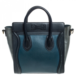 Pre Owned Celine Tri Color Leather Nano Luggage Tote