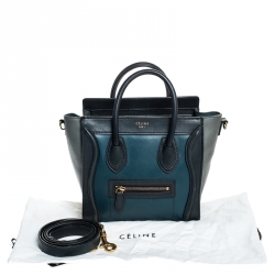 Pre Owned Celine Tri Color Leather Nano Luggage Tote