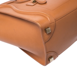 Pre Owned Celine Tan Leather Micro Luggage Tote