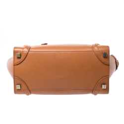 Pre Owned Celine Tan Leather Micro Luggage Tote