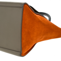 Pre Owned Celine Tri Color Leather and Suede Medium Trapeze Bag