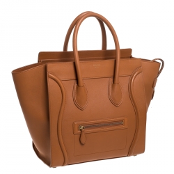 Pre Owned Celine Caramel Brown Leather Mini Luggage Tote