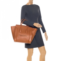 Pre Owned Celine Caramel Brown Leather Mini Luggage Tote