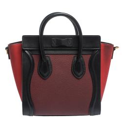 Pre Owned Celine Tricolor Leather Nano Luggage Tote