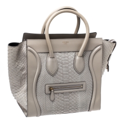 Pre Owned حقيبة لاغيدج سيلين ميني جلد وجلد ثعبان رمادية