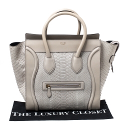 Pre Owned حقيبة لاغيدج سيلين ميني جلد وجلد ثعبان رمادية