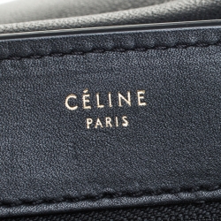 Pre Owned Celine Black Croc Embossed Leather and Suede Medium Trapeze Bag