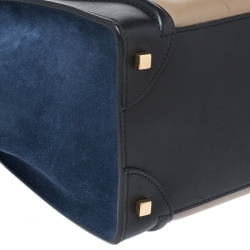 Pre Owned Celine Tri Color Leather and Suede Mini Luggage Tote