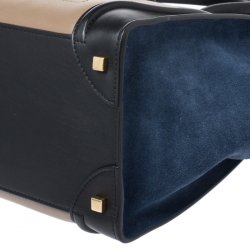 Pre Owned Celine Tri Color Leather and Suede Mini Luggage Tote