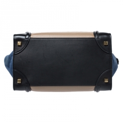 Pre Owned Celine Tri Color Leather and Suede Mini Luggage Tote