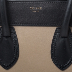 Pre Owned Celine Tri Color Leather and Suede Mini Luggage Tote