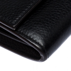 Pre Owned Celine Black Leather Large Multifunction Flap Wallet