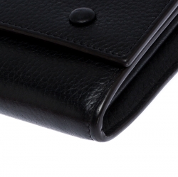 Pre Owned Celine Black Leather Large Multifunction Flap Wallet