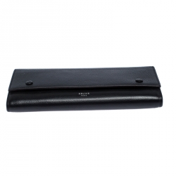 Pre Owned Celine Black Leather Large Multifunction Flap Wallet