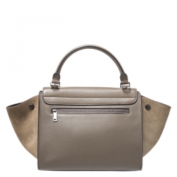 Pre Owned Celine Beige Leather and Suede Small Trapeze Bag