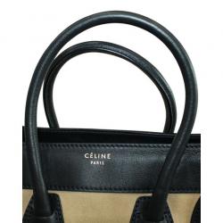 Pre Owned Celine Nude/Black Suede Leather Micro Luggage Bag