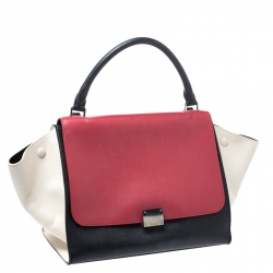 Pre Owned Celine Tricolor Leather Medium Trapeze Bag