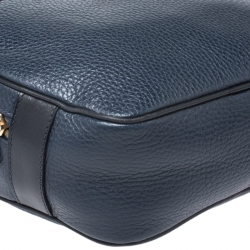 Pre Owned Celine Navy Blue Leather Front Pocket Crossbody Bag