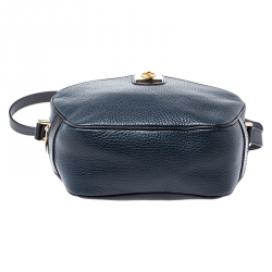 Pre Owned Celine Navy Blue Leather Front Pocket Crossbody Bag