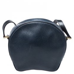 Pre Owned Celine Navy Blue Leather Front Pocket Crossbody Bag