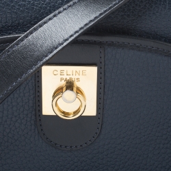 Pre Owned Celine Navy Blue Leather Front Pocket Crossbody Bag