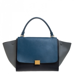 Pre Owned Celine Tri Color Leather Medium Trapeze Bag