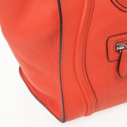 Pre Owned Celine Lipstick Red Mini Luggage Tote