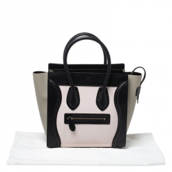 Pre Owned Celine Tri Color Leather Micro Luggage Tote