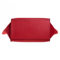 Celine Red Leather and Suede Medium Trapeze Bag