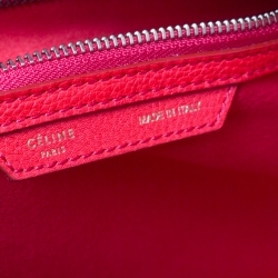 Pre Owned Celine Red Leather Mini Luggage Tote