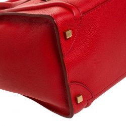 Pre Owned Celine Red Leather Mini Luggage Tote