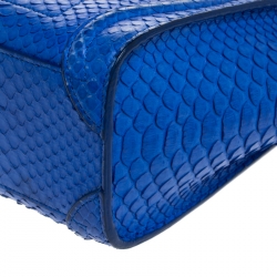 Pre Owned حقيبة يد سيلين نانو لاغيدج جلد ثعبان أزرق