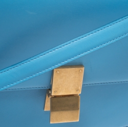 Pre Owned Celine Turquoise Leather Medium Classic Box Shoulder Bag