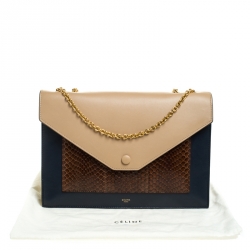 Pre Owned Celine Multicolor Leather and python Pocket Envelope Shoulder Bag