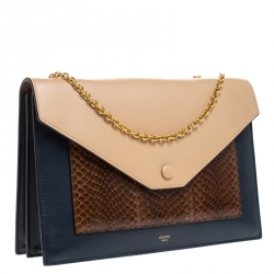 Pre Owned Celine Multicolor Leather and python Pocket Envelope Shoulder Bag