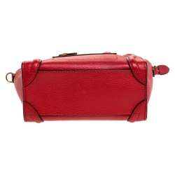 Pre Owned Celine Red Leather Nano Luggage Tote