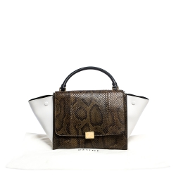 Pre Owned Celine Tricolor Python and Leather Medium Trapeze Bag
