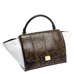 Pre Owned Celine Tricolor Python and Leather Medium Trapeze Bag