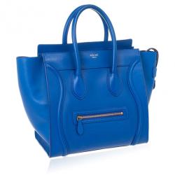 Pre Owned Celine Blue Mini Luggage Tote 