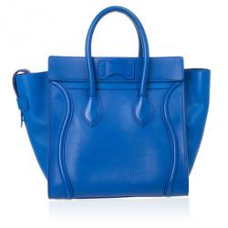 Pre Owned Celine Blue Mini Luggage Tote 