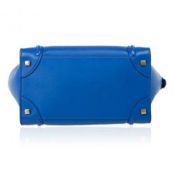Pre Owned Celine Blue Mini Luggage Tote 