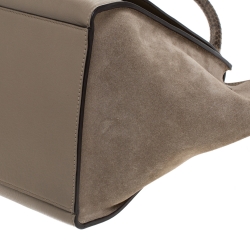 Pre Owned Celine Beige Leather and Suede Python Handle Medium Trapeze Bag