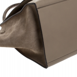 Pre Owned Celine Beige Leather and Suede Python Handle Medium Trapeze Bag